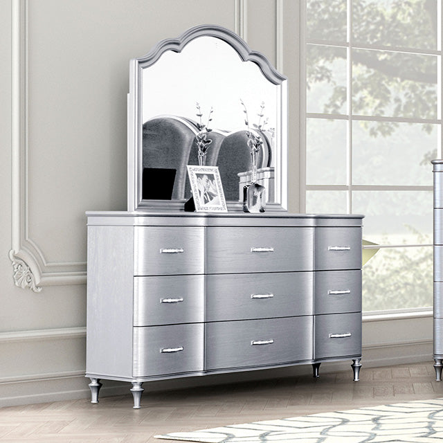 silver glam dresser Castle Place Glam 4 Drawers Wooden Dresser, Silver