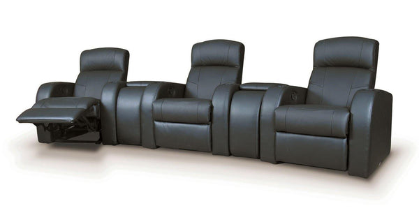 Cyrus home theater 600002 Black Casual Contemporary leather home theater seating By coaster - sofafair.com
