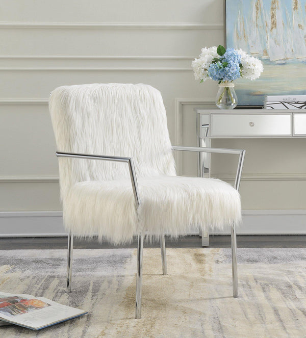 904079 White Contemporary white accent chair By coaster - sofafair.com