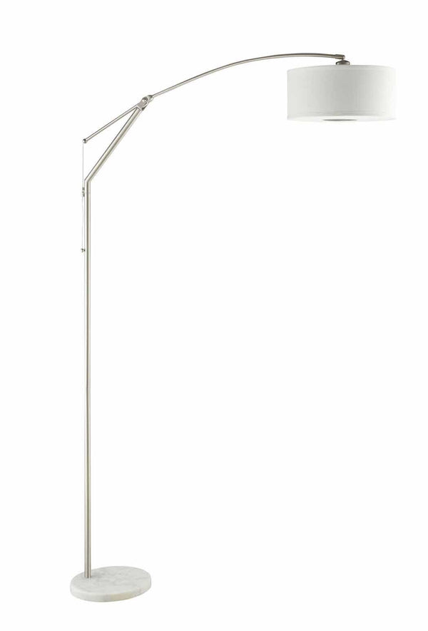 901490 Chrome Contemporary white and chrome floor lamp By coaster - sofafair.com