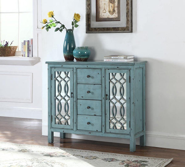 French country antique blue accent cabinet 950736 Blue accent table By coaster - sofafair.com