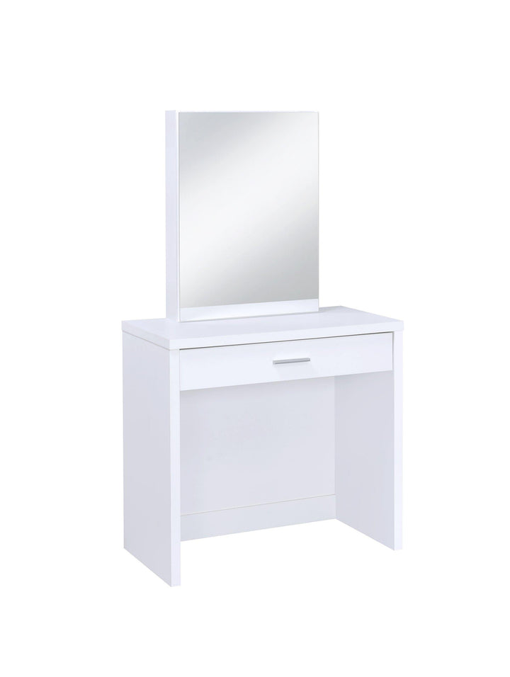 Contemporary white vanity and upholstered stool set 300290 White Contemporary Vanity1 By coaster - sofafair.com