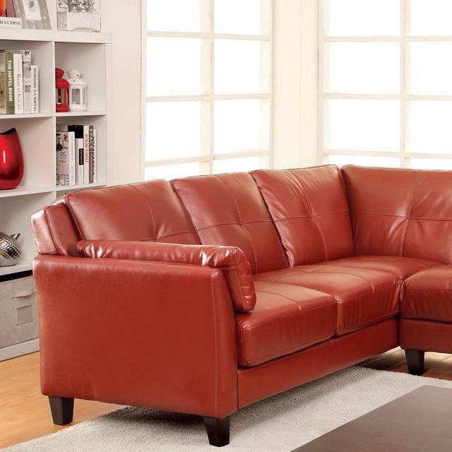 Peever CM6268RD-SET Mahogany Red Contemporary Sectional By Furniture Of America - sofafair.com