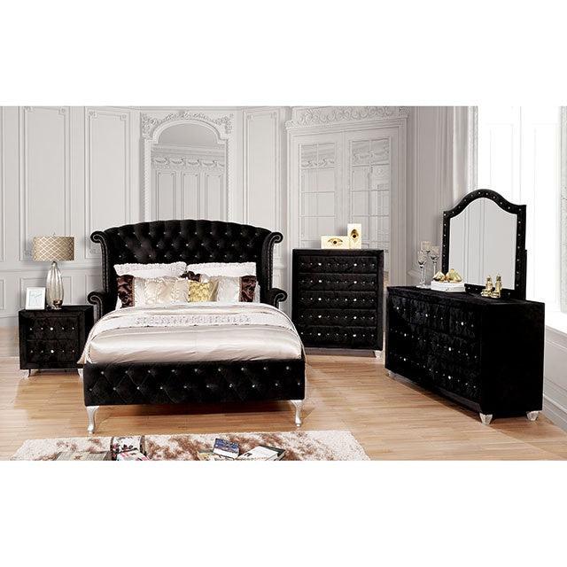 Alzire CM7150BK Black Glam Bed By Furniture Of America - sofafair.com