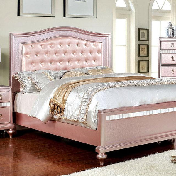 Ariston CM7171RG Rose Gold Contemporary Bed By Furniture Of America - sofafair.com