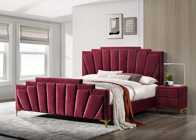 Florizel CM7411RD Red/Gold Glam Bed By Furniture Of America - sofafair.com
