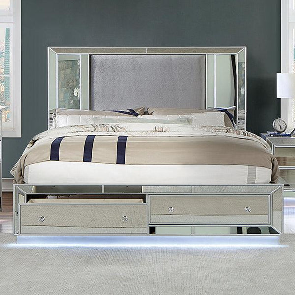 Belladonna CM7417SV Silver Glam Bed By Furniture Of America - sofafair.com