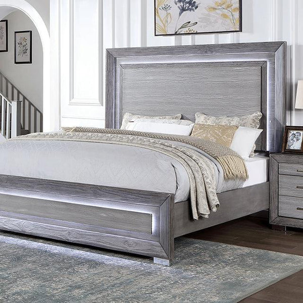 Raiden CM7468GY Gray Transitional Bed By Furniture Of America - sofafair.com