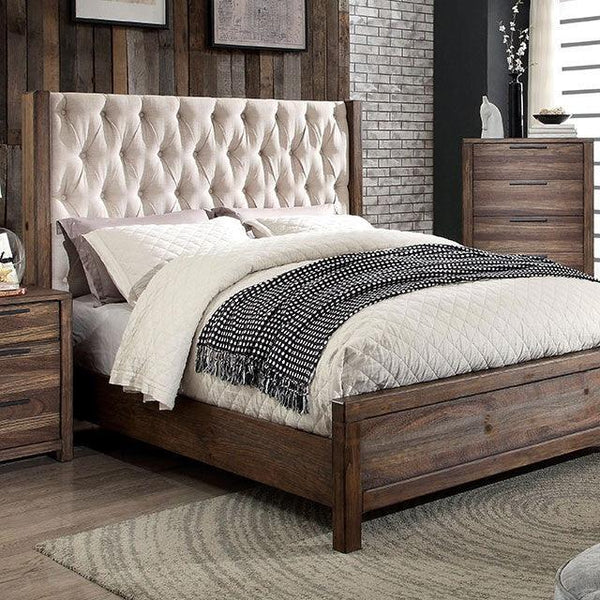 Hutchinson CM7577 Rustic Natural Tone/Beige Rustic Bed By Furniture Of America - sofafair.com