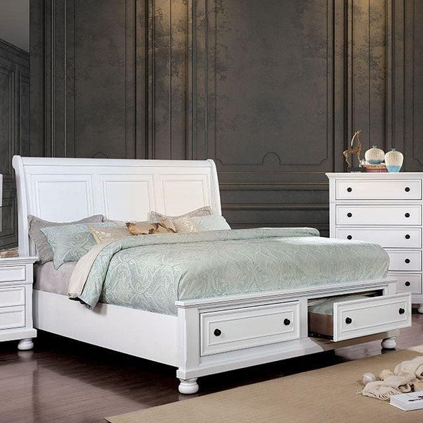 Castor CM7590WH-CK White Transitional Bed By Furniture Of America - sofafair.com