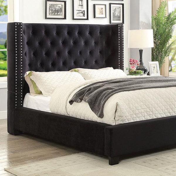 Carley CM7775BK Black Transitional Bed By Furniture Of America - sofafair.com
