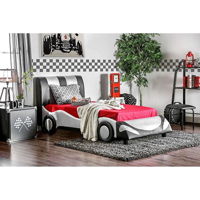 Super Racer CM7945F Silver/Black Novelty Bed By Furniture Of America - sofafair.com