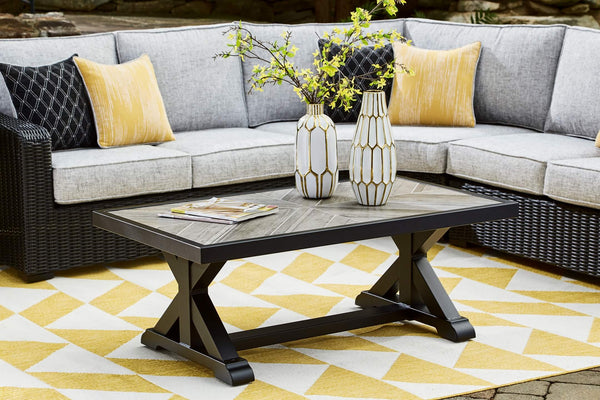 Beachcroft Outdoor Coffee Table P792-701 Black/Gray Casual Outdoor Cocktail Table