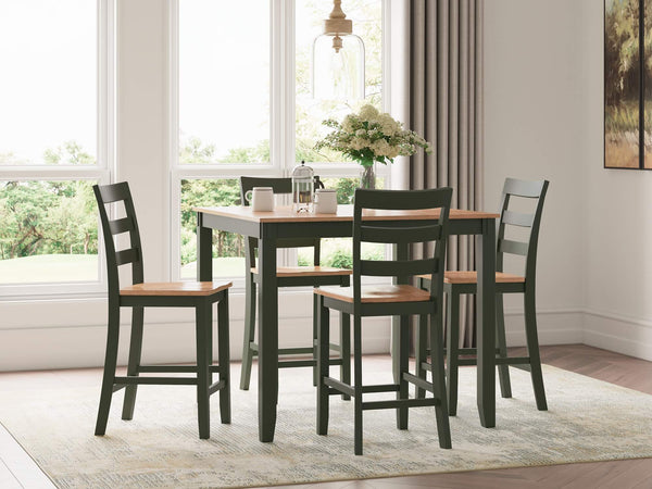 Gesthaven Counter Height Dining Table and 4 Barstools (Set of 5) D401-223 Brown/Beige Casual Counter Height Table