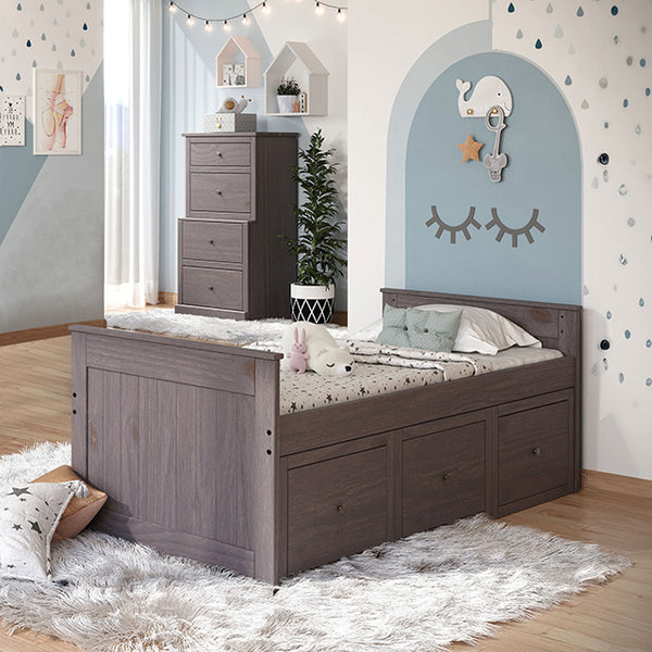 Furniture Of America Marinos Twin Captain Bed AM-BK304GY Gray Rustic - sofafair.com