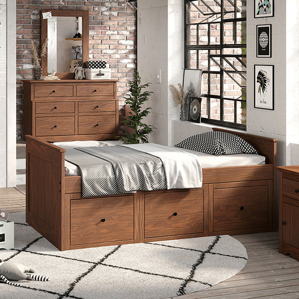 Furniture Of America Marinos Twin Captain Bed AM-BK304MH Mahogany Rustic - sofafair.com