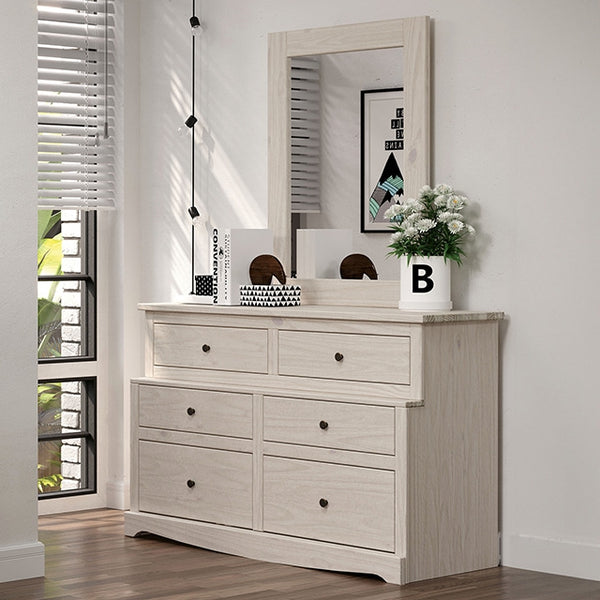 Furniture Of America Stavros Dresser AM7002WH-D White Rustic - sofafair.com