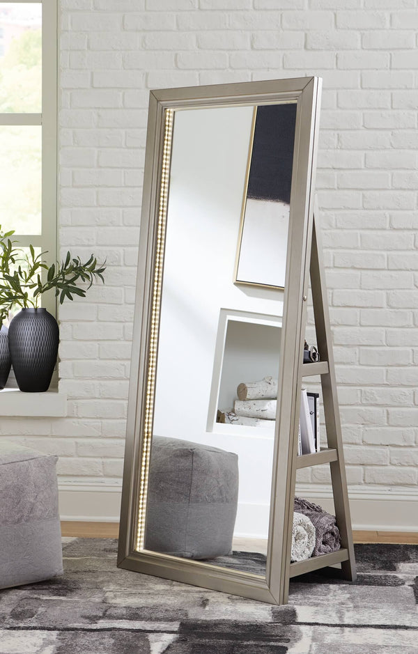 Evesen Floor Standing Mirror with Storage A8010379 Metallic Casual Leaning Floor Mirrors