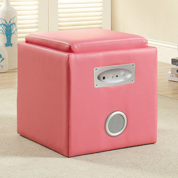 Furniture Of America Rythmo Speaker Ottoman CM-AC122PK Pink Contemporary - sofafair.com