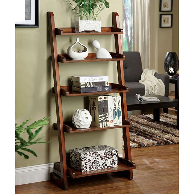 Furniture Of America Lugo Ladder Shelf CM-AC293 Antique Oak Transitional - sofafair.com