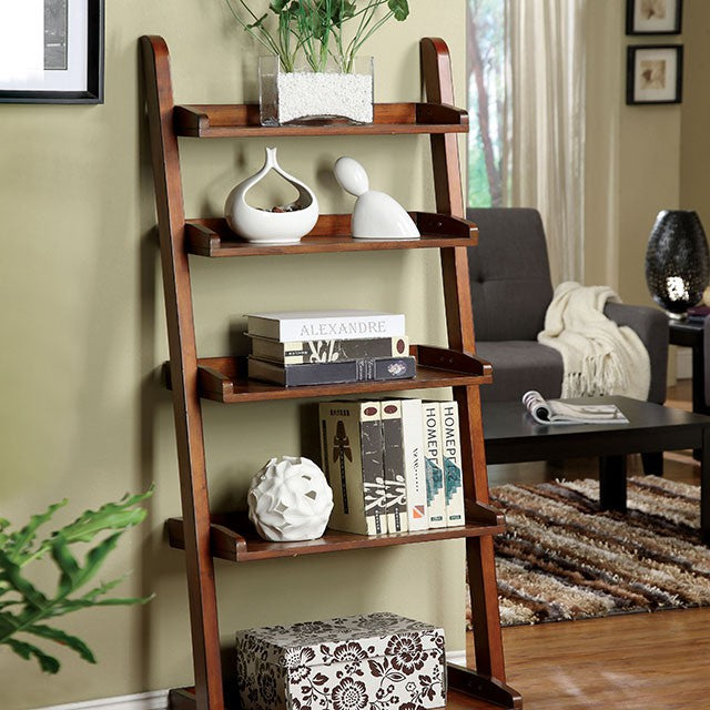 Furniture Of America Lugo Ladder Shelf CM-AC293 Antique Oak Transitional - sofafair.com