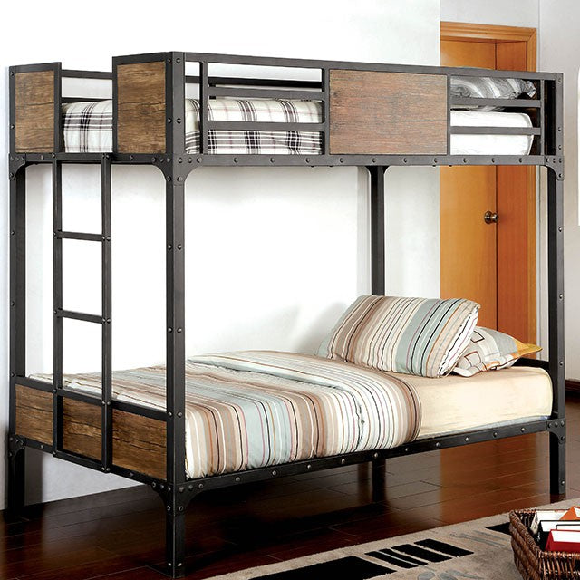 Furniture Of America Clapton Bunk Bed CM-BK029 Black Industrial - sofafair.com