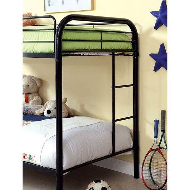 Furniture Of America Rainbow Twin/Twin Bunk Bed CM-BK1032-BK Black Contemporary - sofafair.com