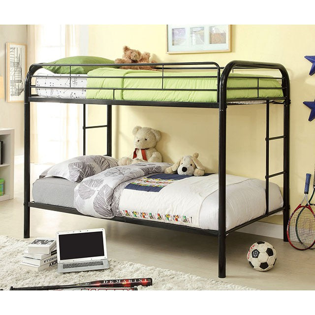 Furniture Of America Rainbow Twin/Twin Bunk Bed CM-BK1032-BK Black Contemporary - sofafair.com