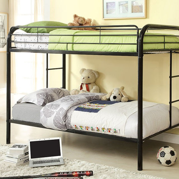 Furniture Of America Rainbow Twin/Twin Bunk Bed CM-BK1032-BK Black Contemporary - sofafair.com