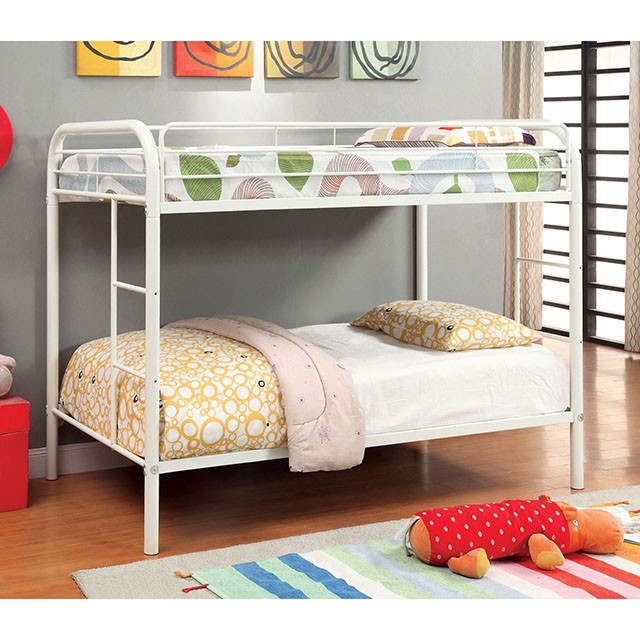 Furniture Of America Rainbow Twin/Twin Bunk Bed CM-BK1032-WH White Contemporary - sofafair.com