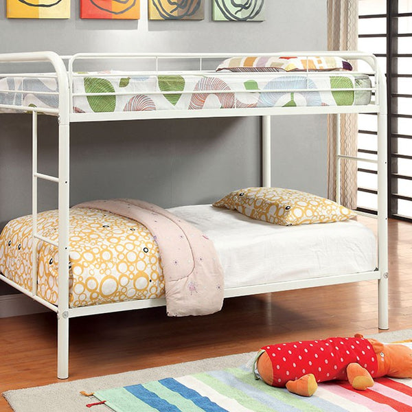 Furniture Of America Rainbow Twin/Twin Bunk Bed CM-BK1032-WH White Contemporary - sofafair.com