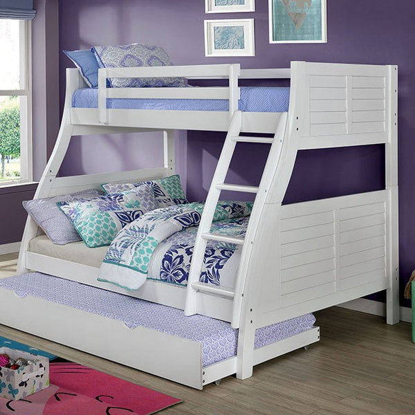 Furniture Of America Hoople Twin/Full Bunk Bed CM-BK963WH White Transitional - sofafair.com