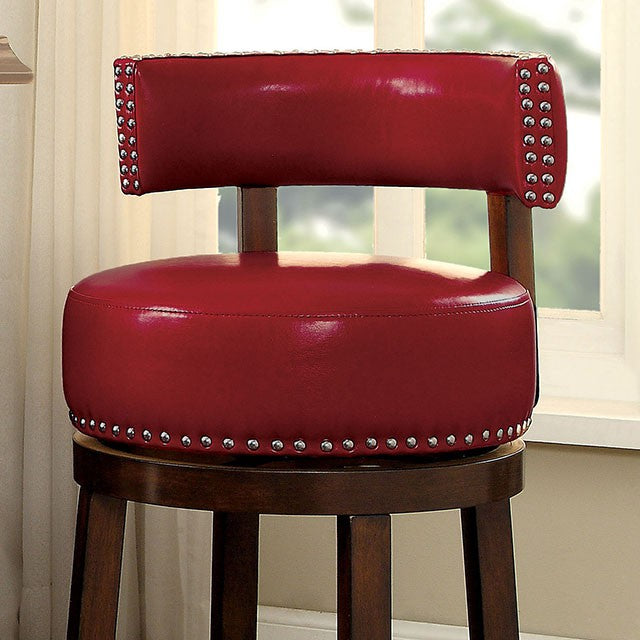 Furniture Of America Shirley 30" Bar Stool (2/Box) CM-BR6251RD-29-2PK Dark Oak/Red Transitional - sofafair.com