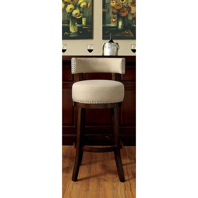 Furniture Of America Lynsey 25" Bar Stool (2/Box) CM-BR6252BG-24-2PK Dark Oak/Beige Transitional - sofafair.com