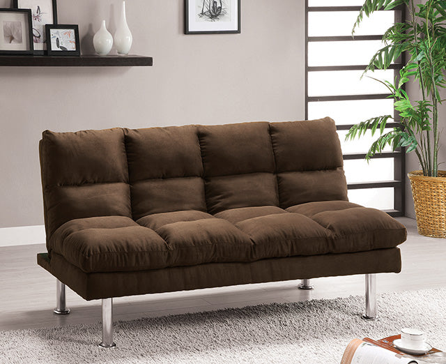 Furniture Of America Saratoga Futon Sofa Bed CM2902DB Dark Brown Contemporary - sofafair.com