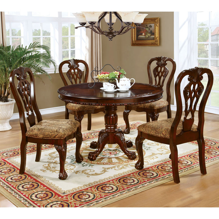 Furniture Of America Elana Round Dining Table CM3212RT Brown Cherry Traditional - sofafair.com