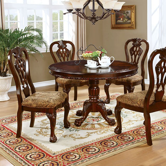 Furniture Of America Elana Round Dining Table CM3212RT Brown Cherry Traditional - sofafair.com