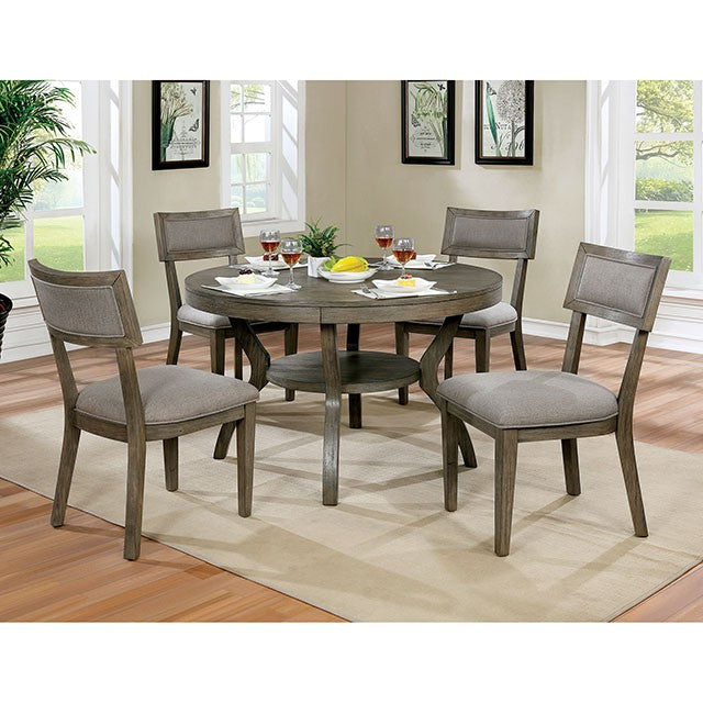 Furniture Of America Leeds Round Dining Table CM3387RT Gray Rustic - sofafair.com