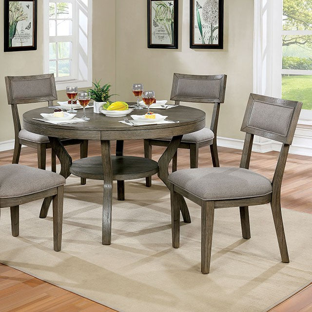 Furniture Of America Leeds Round Dining Table CM3387RT Gray Rustic - sofafair.com