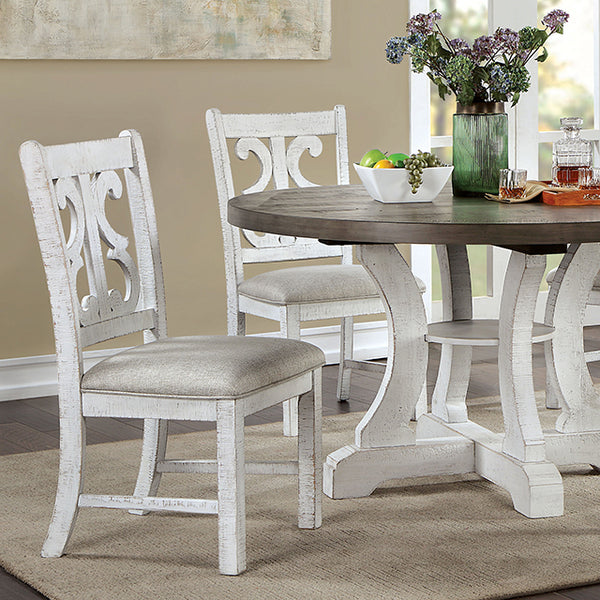 Furniture Of America Auletta Dining Table CM3417GY-RT Distressed White/Gray Rustic - sofafair.com