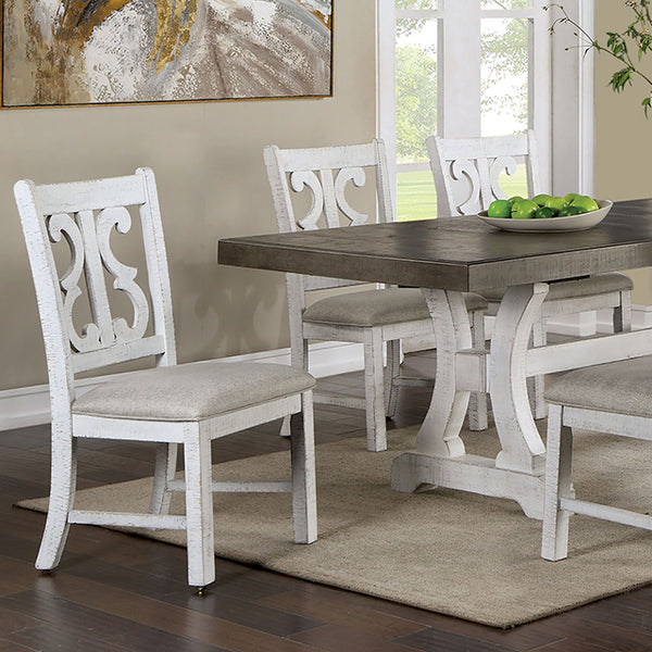 Furniture Of America Auletta Dining Table CM3417GY-T Distressed White/Gray Rustic - sofafair.com