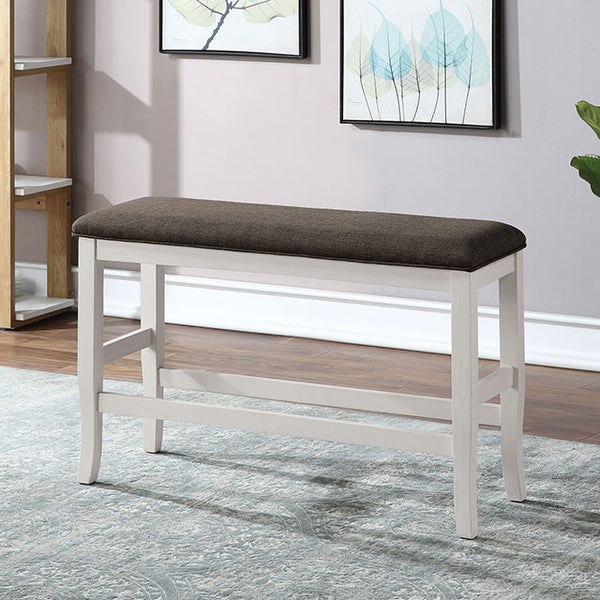 Furniture Of America Heidelberg Counter Ht. Bench CM3498PBN Off-White/Dark Gray Transitional - sofafair.com