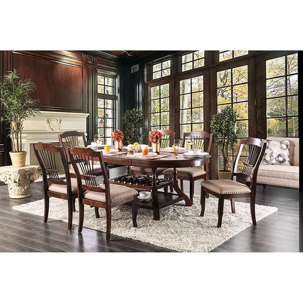 Furniture Of America Jordyn Side Chair (2/Ctn) CM3626SC-2PK Brown Cherry/Beige Transitional - sofafair.com