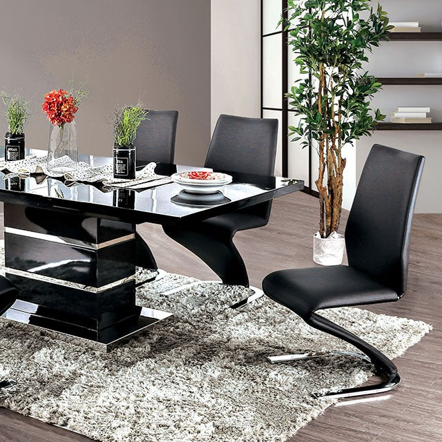 Furniture Of America Midvale 7 Pc Dining Table Set CM3650BK-T-7PC Black/Chrome Contemporary - sofafair.com