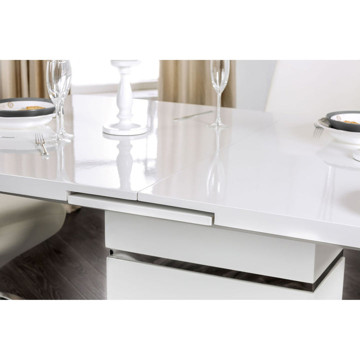 Furniture Of America Midvale 7 Pc Dining Table Set CM3650T-7PC White/Chrome Contemporary - sofafair.com