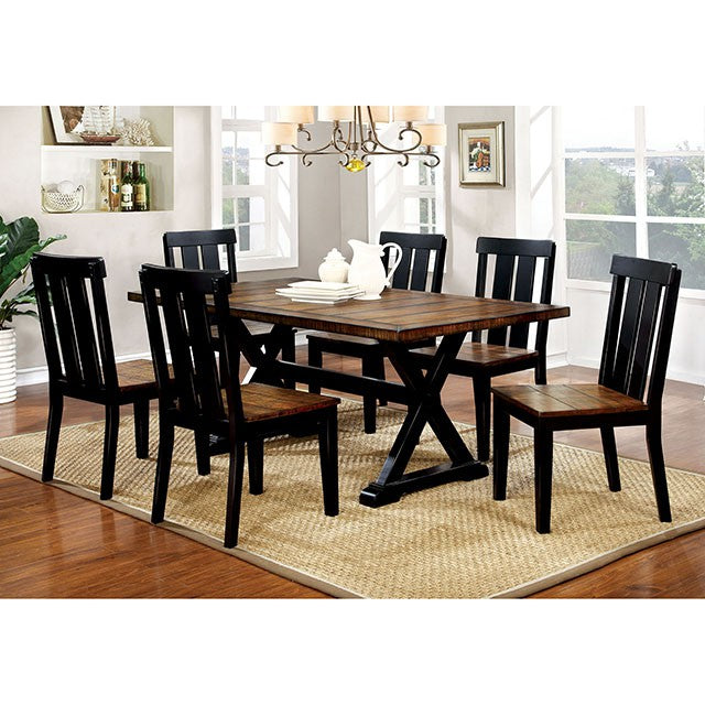 Furniture Of America Alana Rectangular Table CM3668T Antique Oak/Black Transitional - sofafair.com