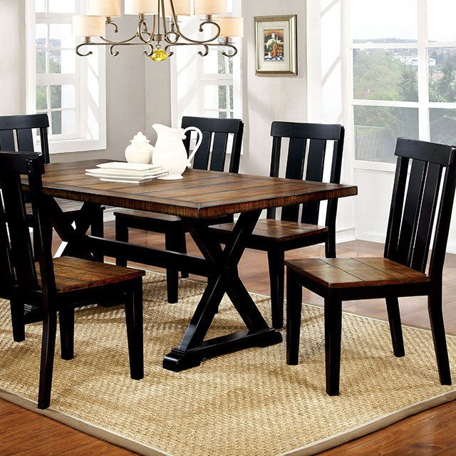 Furniture Of America Alana Rectangular Table CM3668T Antique Oak/Black Transitional - sofafair.com