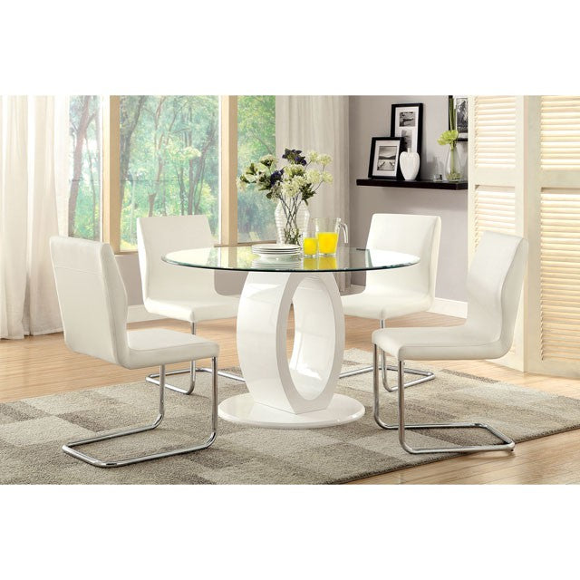 Furniture Of America Lodia 5 Pc Dining Table Set CM3825WH-RT-5PC White Contemporary - sofafair.com