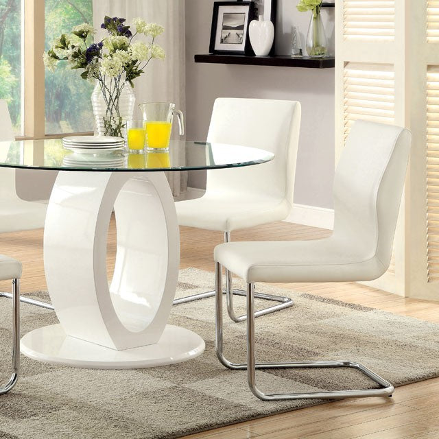 Furniture Of America Lodia 5 Pc Dining Table Set CM3825WH-RT-5PC White Contemporary - sofafair.com