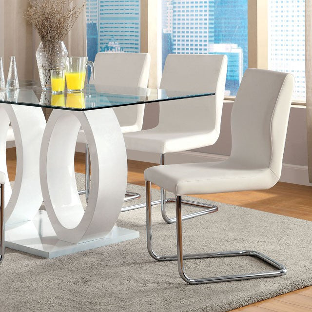 Furniture Of America Lodia 7 Pc Dining Table Set CM3825WH-T-7PC White Contemporary - sofafair.com